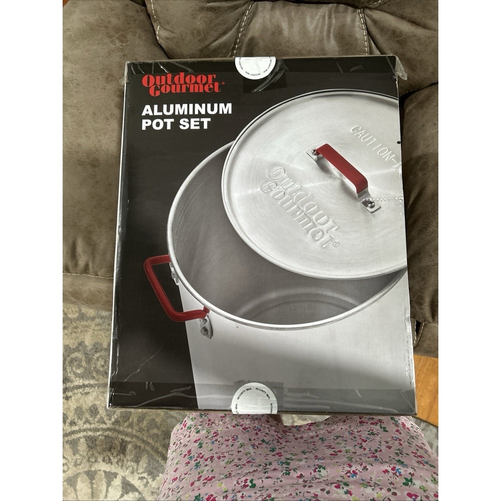30-QT Aluminum Pot Kit Outdoor Gourmet Ideal for Boiling or Deep Frying NIB Cook